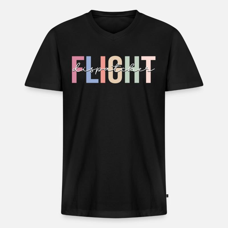 Flugdienstleiter Luftfahrt - Männer Premium Bio T-Shirt mit V-Ausschnitt - Schwarz