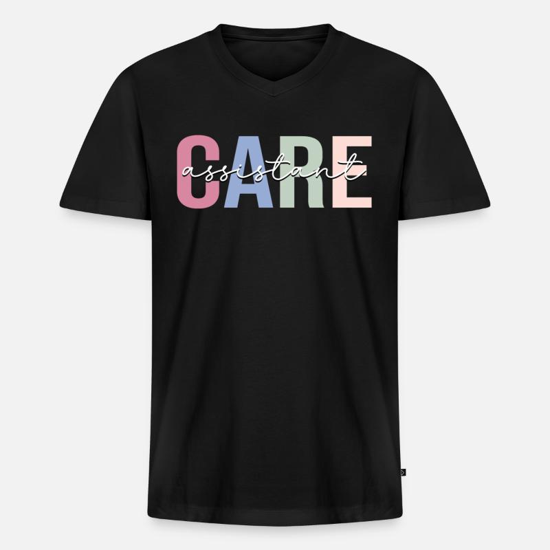 Pflegeassistentin Patientenpflegeassistentin PCA K - Männer Premium Bio T-Shirt mit V-Ausschnitt - Schwarz