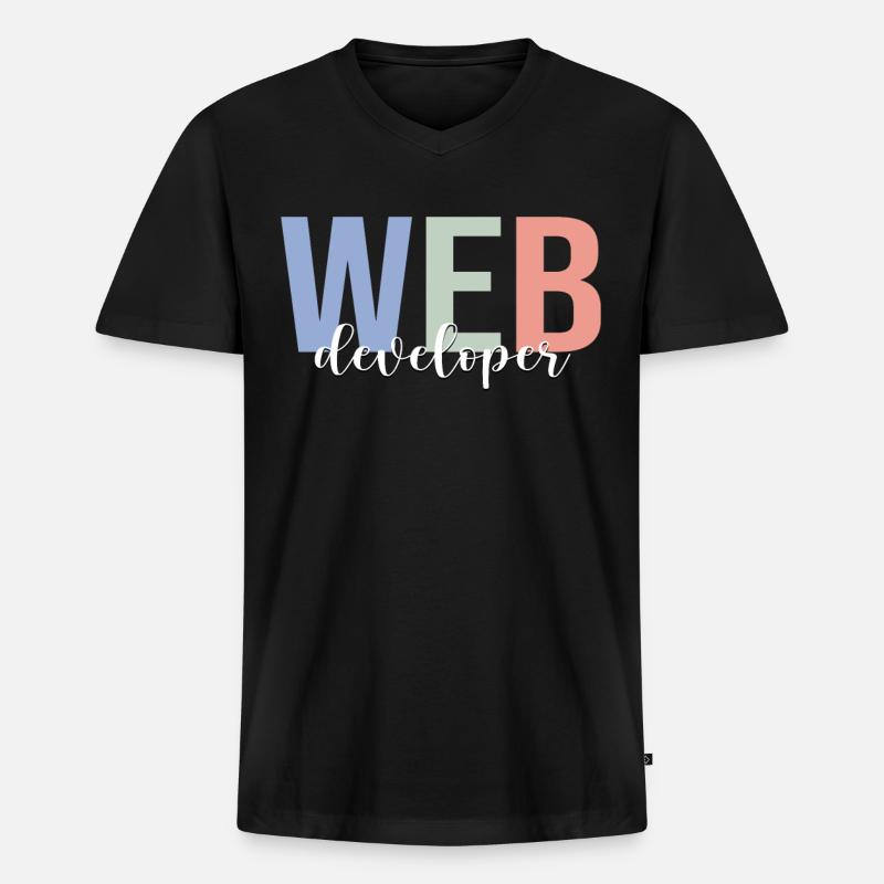 Web Developer Coding Programmer Programming - Men's Premium Organic T-shirt with V-neck - black