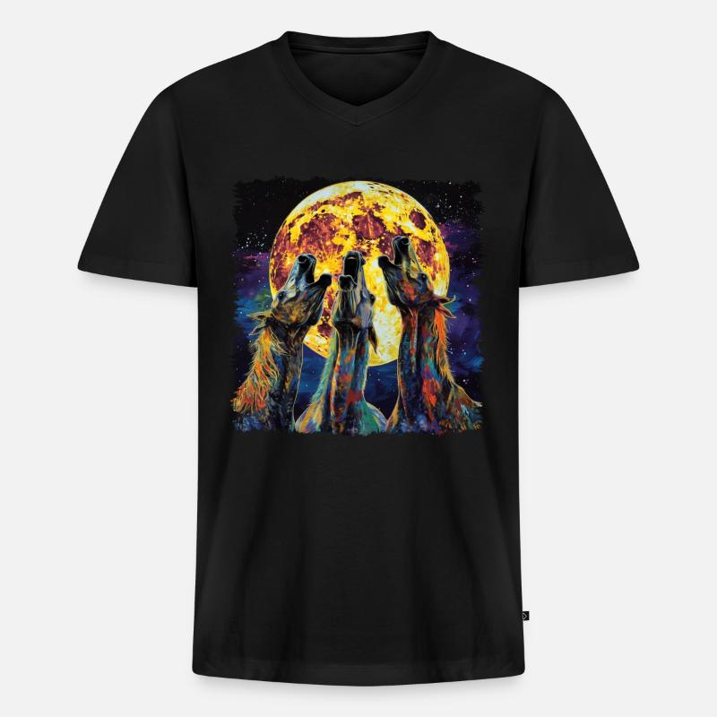 Appaloosa Pferd Howling Moon - Männer Premium Bio T-Shirt mit V-Ausschnitt - Schwarz