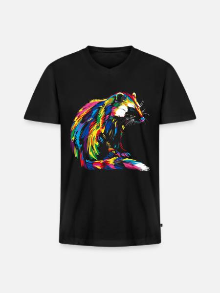 Skunk Animal Pop Art - Men's Premium Organic T-shirt with V-neck - black