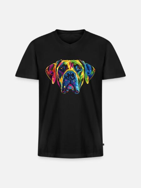 Rhodesian Ridgeback Hund Popart - Männer Premium Bio T-Shirt mit V-Ausschnitt - Schwarz