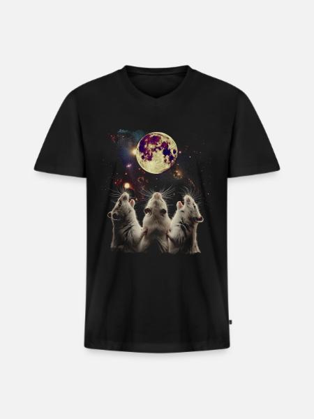Hamster Hammy Pet Howling Moon - Men's Premium Organic T-shirt with V-neck - black