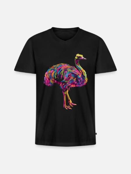 Ostrich Animal Popart - Men's Premium Organic T-shirt with V-neck - black