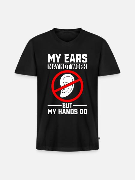 Deaf Pride Awareness ASL - Men's Premium Organic T-shirt with V-neck - black