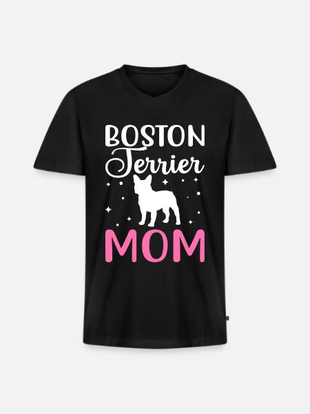 Boston Terrier Mom - Men's Premium Organic T-shirt with V-neck - black