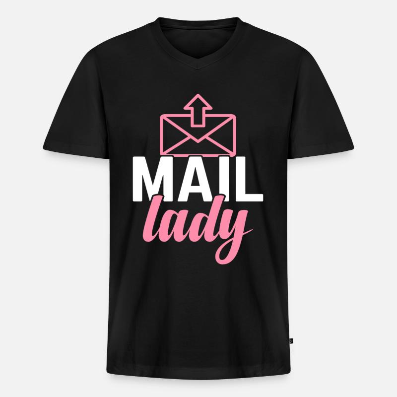 Postdame Postbeamter Arbeiter - Männer Premium Bio T-Shirt mit V-Ausschnitt - Schwarz