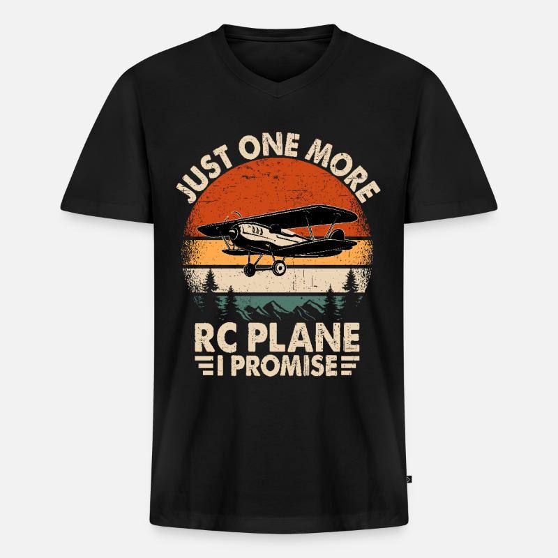 Nur noch ein RC-Flugzeug, versprochen - Männer Premium Bio T-Shirt mit V-Ausschnitt - Schwarz