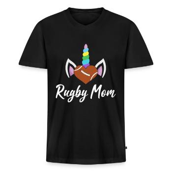 Rugby mamma giocatore di rugby femminile illustrazione per - Maglietta ecologica premium da uomo con scollo a V - nero - Fronte - Nico (187cm)