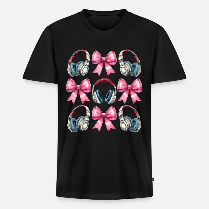 Coquette Bow Tontechniker Tontechniker - Männer Premium Bio T-Shirt mit V-Ausschnitt - Schwarz