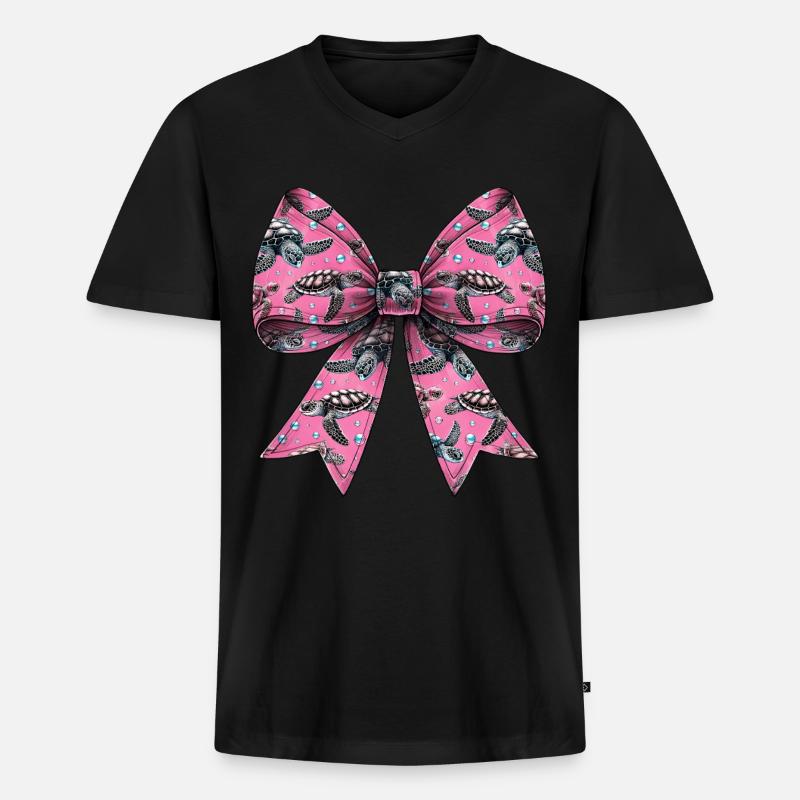 Coquette Bogen Schildkröte Meeresschildkröte - Männer Premium Bio T-Shirt mit V-Ausschnitt - Schwarz