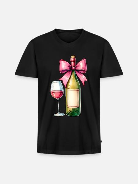 Coquette Bow Wine Drinker Pink - Men's Premium Organic T-shirt with V-neck - black