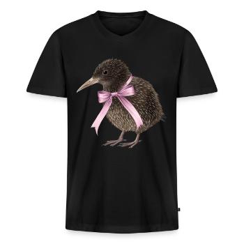 Coquette Bogen Kiwi Vogel Mama Muttertag rosa - Männer Premium Bio T-Shirt mit V-Ausschnitt - Schwarz - Vorne - Nico (187cm)