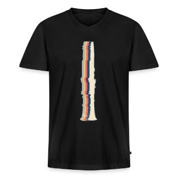Klarinette Instrument Klarinettist Retro Line Art - Männer Premium Bio T-Shirt mit V-Ausschnitt - Schwarz - Vorne - Nico (187cm)