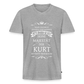 His Majesty the Kurt enters the room - Men's Premium Organic T-shirt with V-neck - heather grey - Front