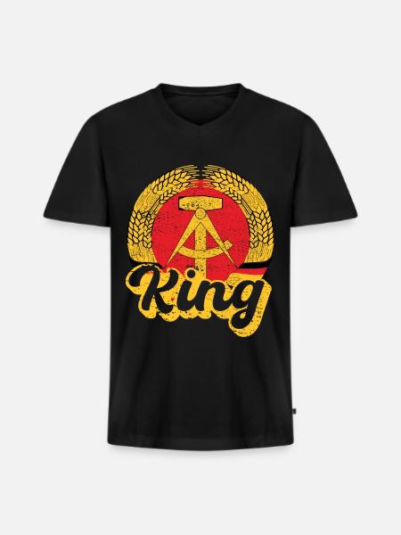 DDR Nostalgie King Geschenk - Männer Premium Bio T-Shirt mit V-Ausschnitt - Schwarz