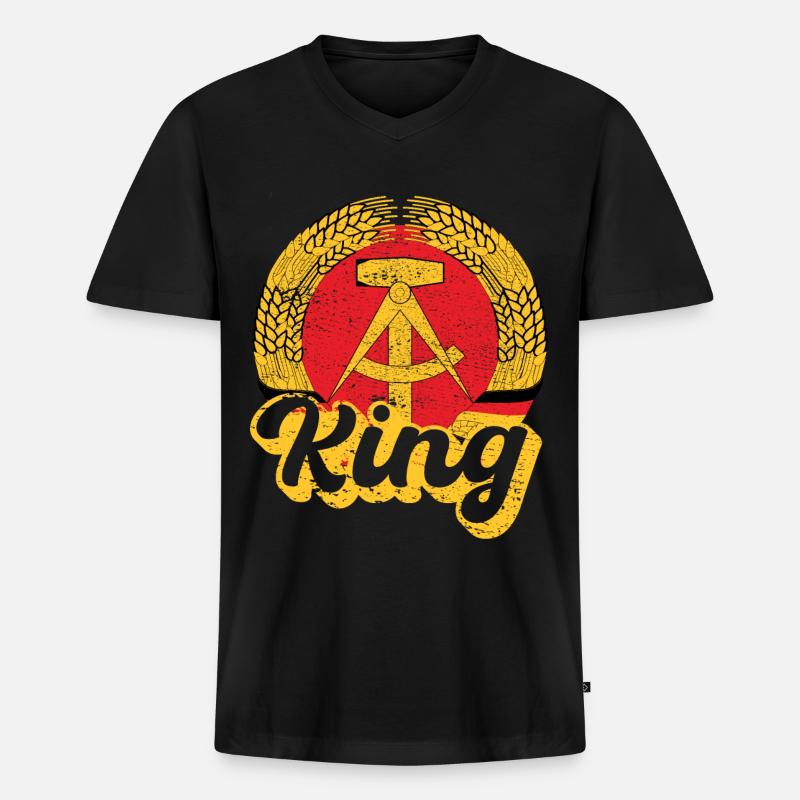 DDR Nostalgie King Geschenk - Männer Premium Bio T-Shirt mit V-Ausschnitt - Schwarz