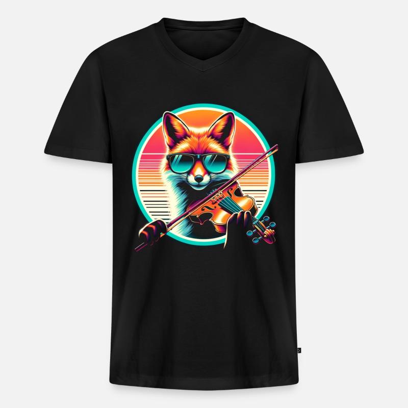 Fuchs Violon Violon - T-shirt encolure en V Premium bio Homme - noir