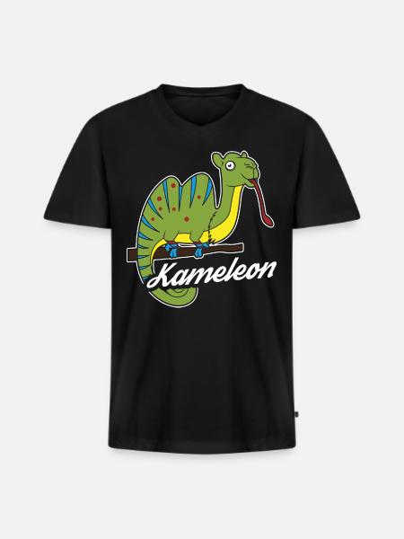 Chamäleons, Leguan oder Kameleon Tierliebe - Männer Premium Bio T-Shirt mit V-Ausschnitt - Schwarz