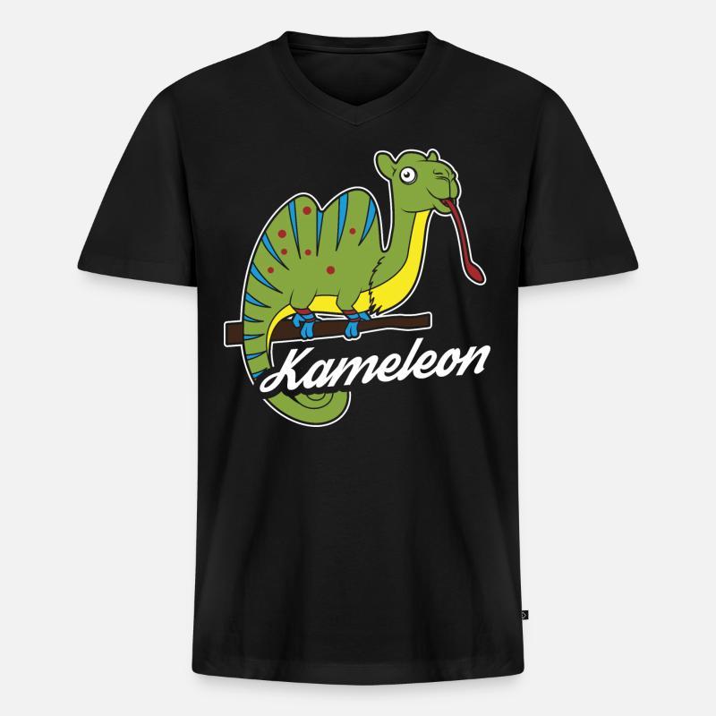 Chamäleons, Leguan oder Kameleon Tierliebe - Männer Premium Bio T-Shirt mit V-Ausschnitt - Schwarz