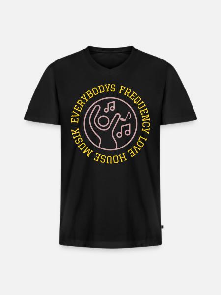 Everybodys Frequency - Männer Premium Bio T-Shirt mit V-Ausschnitt - Schwarz