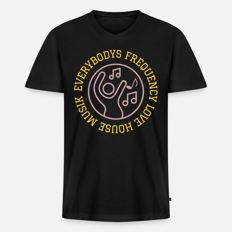 Everybodys Frequency - Männer Premium Bio T-Shirt mit V-Ausschnitt - Schwarz
