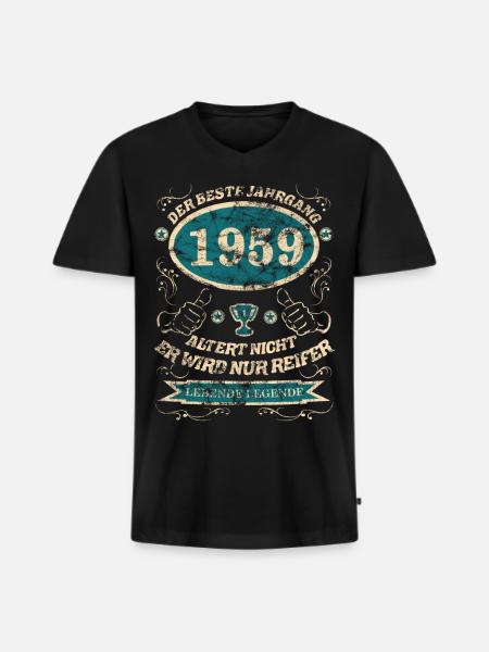 1959 der bester Jahrgang - Männer Premium Bio T-Shirt mit V-Ausschnitt - Schwarz