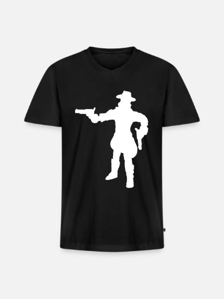 Cowboy Design - Männer Premium Bio T-Shirt mit V-Ausschnitt - Schwarz