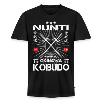 Nunti Kobudo Okinawa Design - Männer Premium Bio T-Shirt mit V-Ausschnitt - Schwarz - Vorne - Nico (187cm)