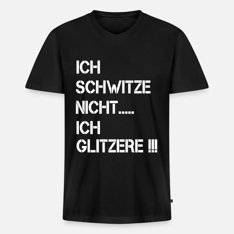 Ich schwitze nicht ich glitzere - Männer Premium Bio T-Shirt mit V-Ausschnitt - Schwarz