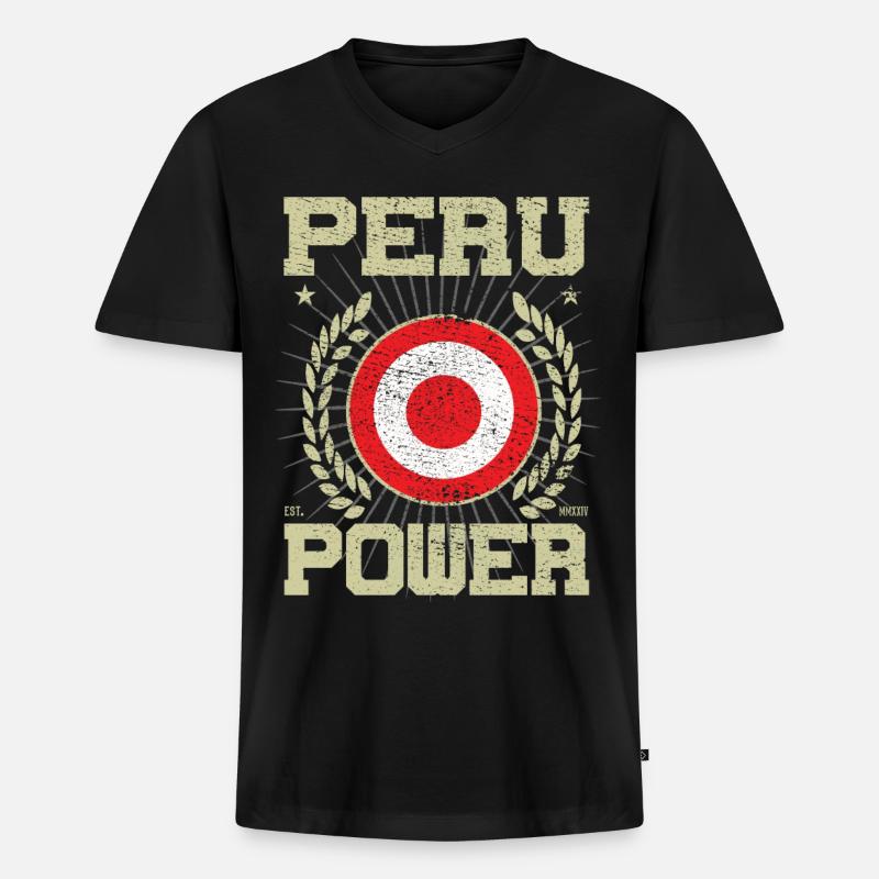 Cooles Peru Design - Männer Premium Bio T-Shirt mit V-Ausschnitt - Schwarz