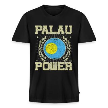 Cool Palau, Design - T-shirt encolure en V Premium bio Homme - noir - Devant - Nico (187cm)