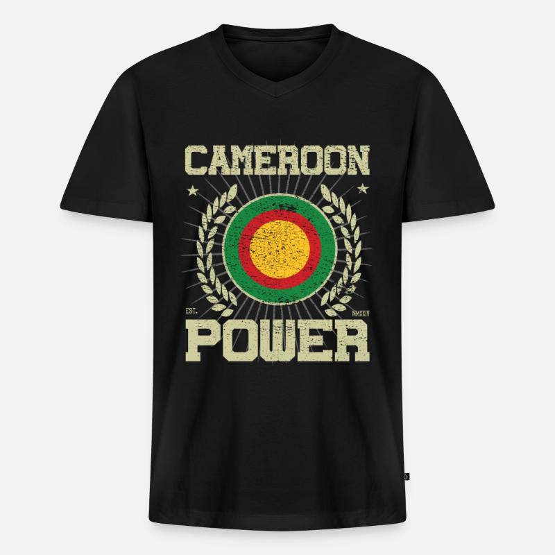 Cooles Kamerun, Design - Männer Premium Bio T-Shirt mit V-Ausschnitt - Schwarz