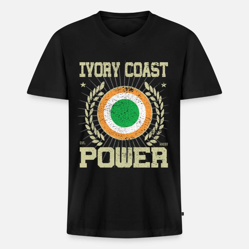 Cooles Elfenbeinküste, Design - Männer Premium Bio T-Shirt mit V-Ausschnitt - Schwarz