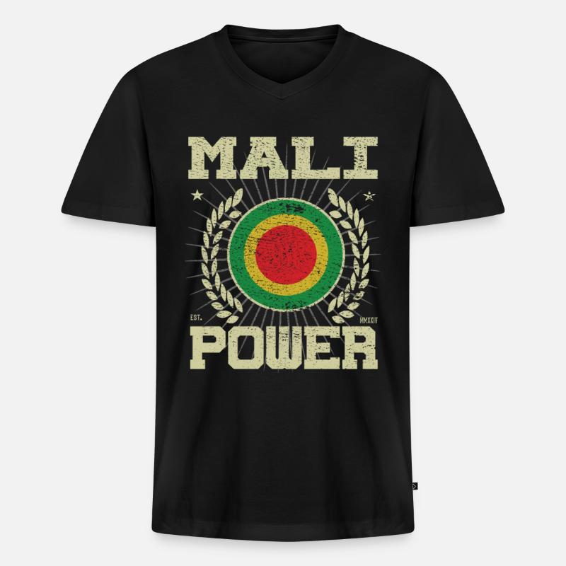 Cooles Mali Design - Männer Premium Bio T-Shirt mit V-Ausschnitt - Schwarz