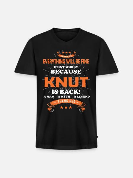 Everything will be fine Knut Is back - Men's Premium Organic T-shirt with V-neck - black