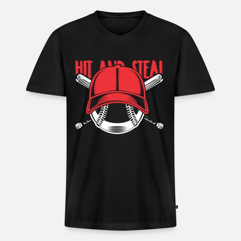 Baseball - Männer Premium Bio T-Shirt mit V-Ausschnitt - Schwarz