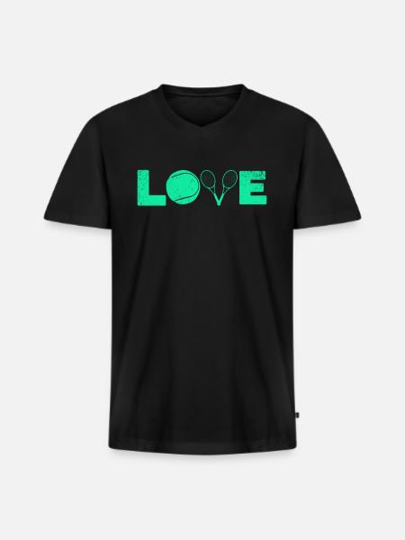 Tennis Love tennis racket - Men's Premium Organic T-shirt with V-neck - black