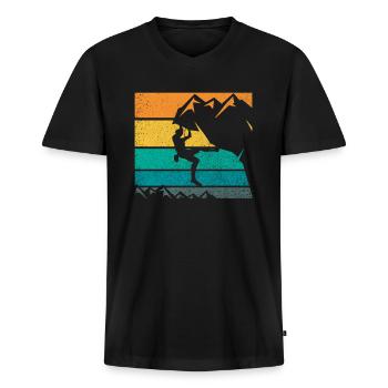 Mountaineer climbing - Men's Premium Organic T-shirt with V-neck - black - Front - Nico (187cm)