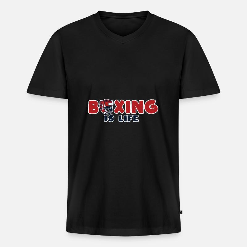 Boxen - Männer Premium Bio T-Shirt mit V-Ausschnitt - Schwarz
