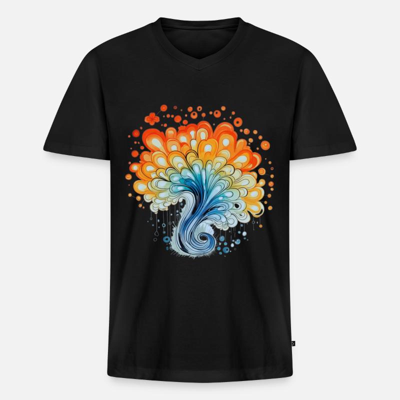 Bunter Wasserfarben Spritzer - Männer Premium Bio T-Shirt mit V-Ausschnitt - Schwarz