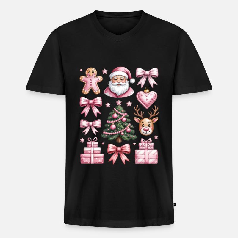 Coquette Gingerbread Reindeer Christmas - Männer Premium Bio T-Shirt mit V-Ausschnitt - Schwarz