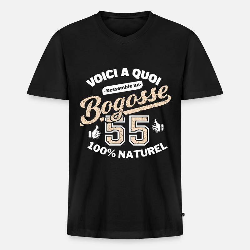 55-jährige Bogosse - Männer Premium Bio T-Shirt mit V-Ausschnitt - Schwarz