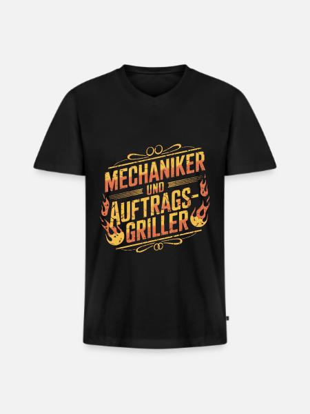 Mechaniker und Auftragsgriller - Männer Premium Bio T-Shirt mit V-Ausschnitt - Schwarz