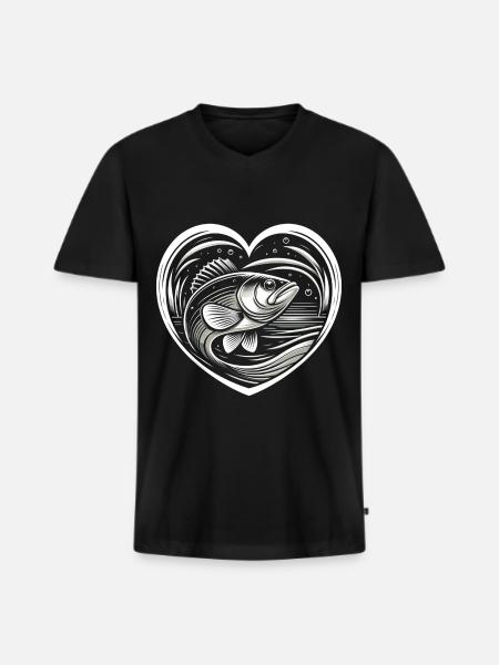 Bass Fish - Men's Premium Organic T-shirt with V-neck - black