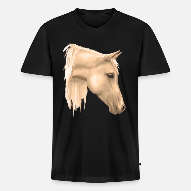 Pferdemotiv - Männer Premium Bio T-Shirt mit V-Ausschnitt - Schwarz