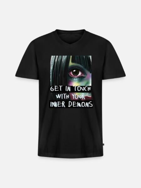 Anime Japan Dämonen - Männer Premium Bio T-Shirt mit V-Ausschnitt - Schwarz