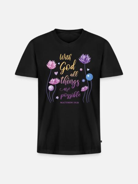Religious Quote Christian Gift - Men's Premium Organic T-shirt with V-neck - black