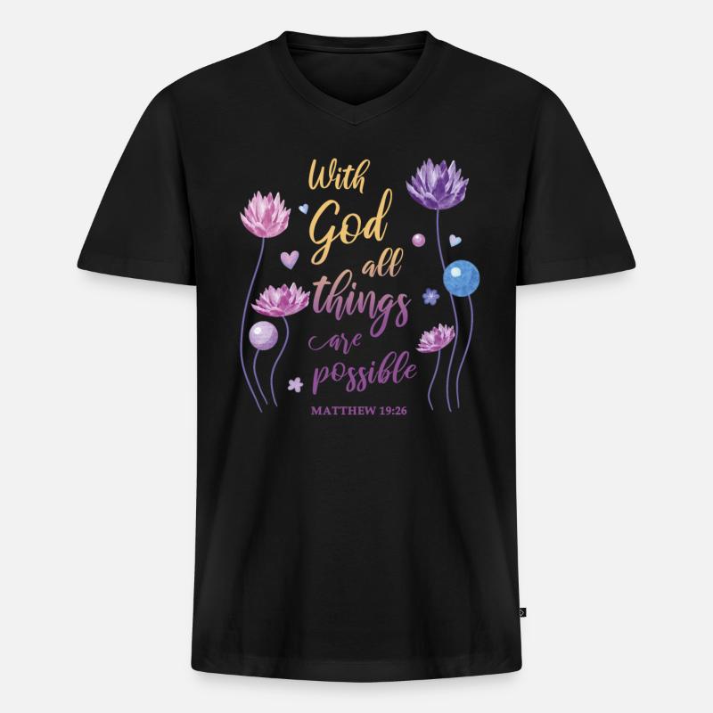 Religiöses Zitat Christlich Geschenk - Männer Premium Bio T-Shirt mit V-Ausschnitt - Schwarz
