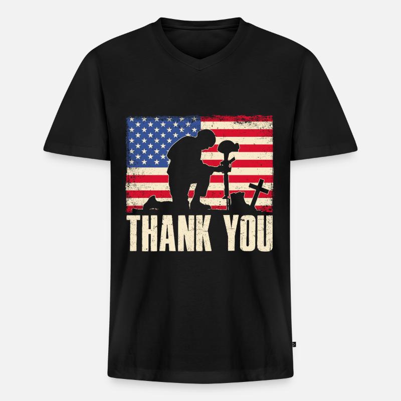Vielen Dank - Männer Premium Bio T-Shirt mit V-Ausschnitt - Schwarz
